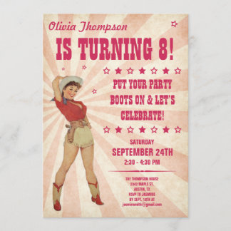 Das Cowgirl-Geburtstags-Einladungen des Kindes Einladung