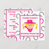 Das Cowgirl-Party-blonder Mädchen-Geburtstag der Einladung (Vorne/Hinten)