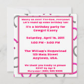 Das Cowgirl-Party-blonder Mädchen-Geburtstag der Einladung (Rückseite)