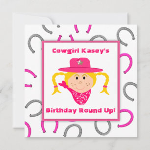 Das Cowgirl-Party-blonder Mädchen-Geburtstag der Einladung