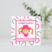 Das Cowgirl-Party-roter behaarter Einladung (Stehend Vorderseite)