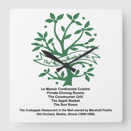 Das Crabapple Restaurant, Skokie, IL Quadratische Wanduhr (Vorderseite)