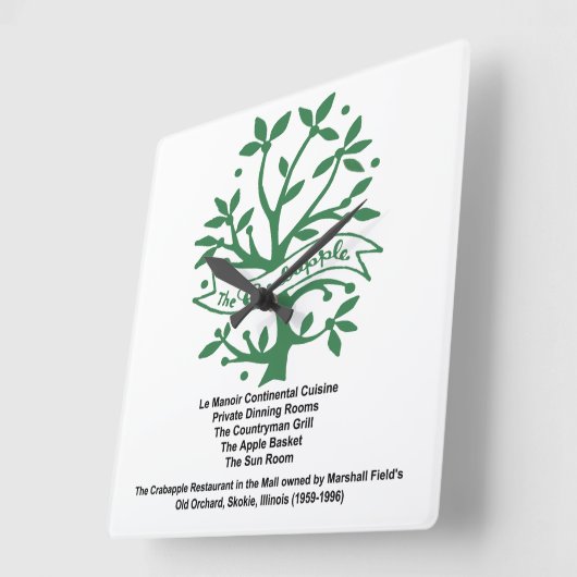 Das Crabapple Restaurant, Skokie, IL Quadratische Wanduhr (Winkel)