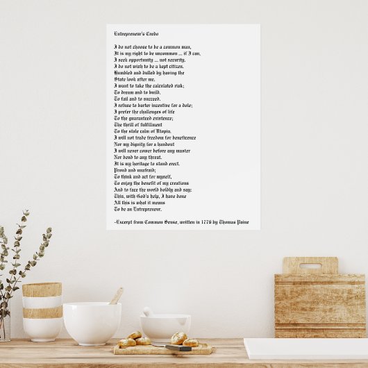 Das Credo des Unternehmers Poster (Küche)