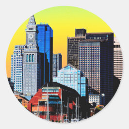 Das Custom House Boston USA Poster Runder Aufkleber