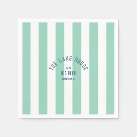 Das Custom Wappen Lake House Grüner Wasserstreifen Serviette (Vorderseite)