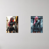 Das Cyber-Mädchen und die dystopische Zukunft Bilderwand Sets (Vorderseite)