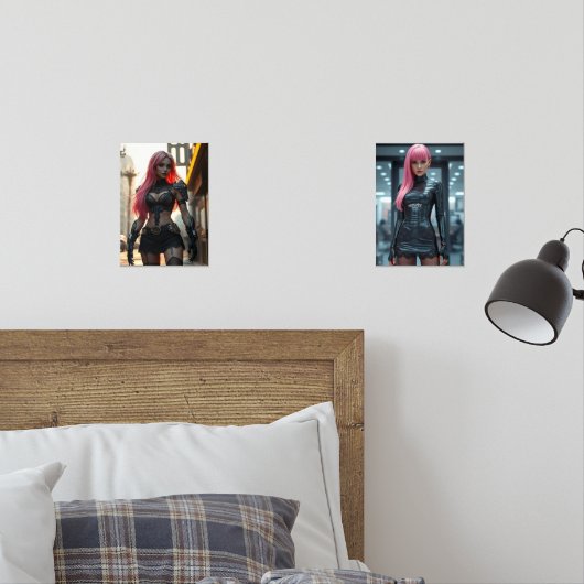 Das Cyber-Mädchen und die dystopische Zukunft Bilderwand Sets (Schlafzimmer)
