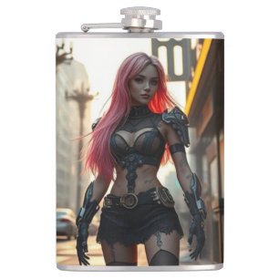 Das Cyber-Mädchen und die dystopische Zukunft Flachmann