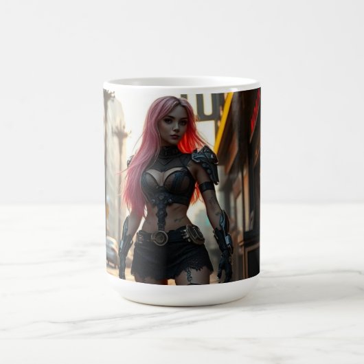 Das Cyber-Mädchen und die dystopische Zukunft Kaffeetasse (Mittel)