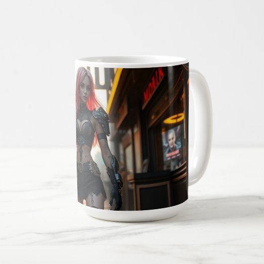 Das Cyber-Mädchen und die dystopische Zukunft Kaffeetasse (VorderseiteRechts)