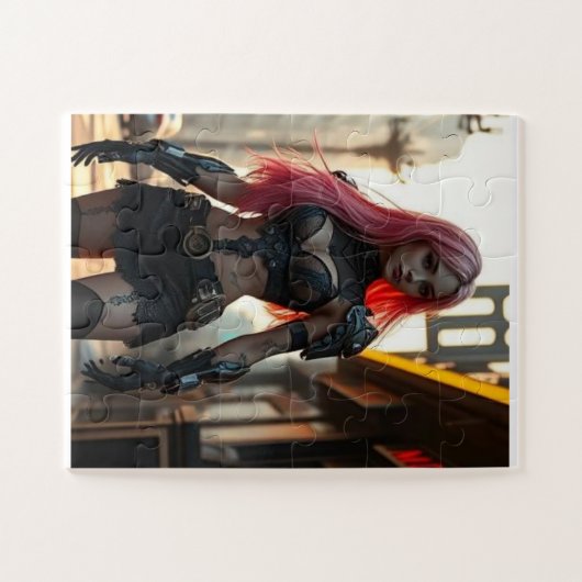 Das Cyber-Mädchen und die dystopische Zukunft Puzzle (Horizontal)