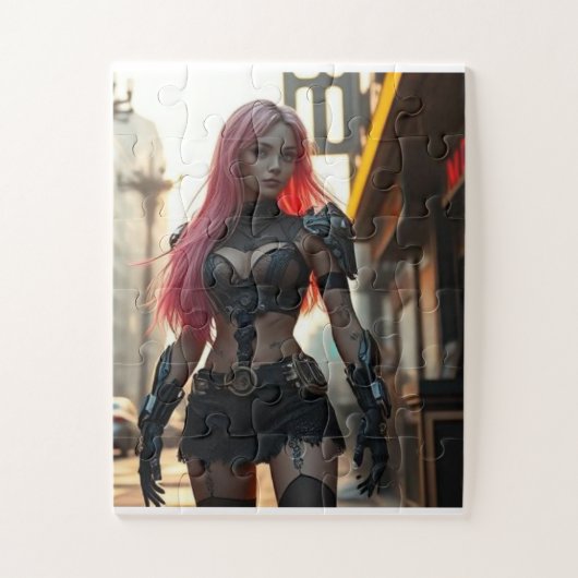Das Cyber-Mädchen und die dystopische Zukunft Puzzle (Vertikal)