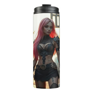 Das Cyber-Mädchen und die dystopische Zukunft Thermosbecher