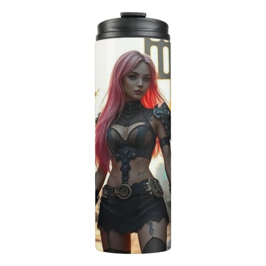 Das Cyber-Mädchen und die dystopische Zukunft Thermosbecher (Vorderseite)