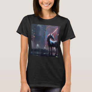 Das Cyberpunk-Einhorn unter einem Regenbogen in ei T-Shirt