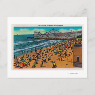 Das Cyclone Racer and Beach Crowds, Long Beach Postkarte