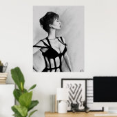 Das Dame Original Art Portrait Zeichne Poster (Heimbüro)