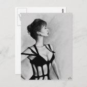 Das Dame Original Art Portrait Zeichnend Postkarte (Vorne/Hinten)