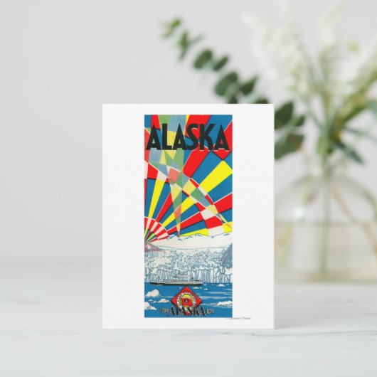 Das Dampfschiff-Poster der Alaska-Linie Postkarte (Stehend Vorderseite)