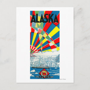 Das Dampfschiff-Poster der Alaska-Linie Postkarte