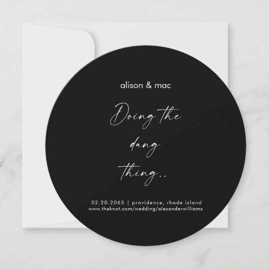 Das Dang-Ding-Round-Black-Wedding Save The Date (Vorderseite)