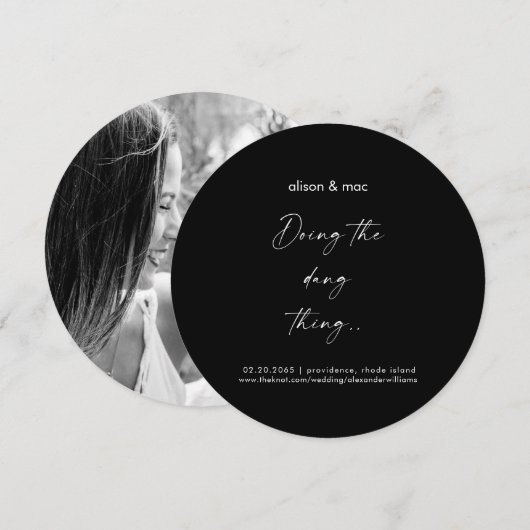 Das Dang Thing Round Black Foto Save The Date (Vorne/Hinten)