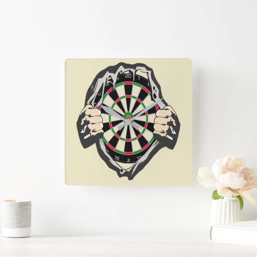 Das Dartboard auf der Brust! Tischset! Quadratische Wanduhr (Zuhause)