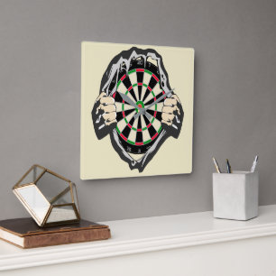 Das Dartboard auf der Brust! Tischset! Quadratische Wanduhr