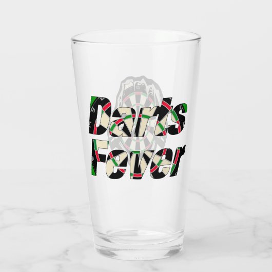 Das Dartboard auf Ihrer Brust Darts Fieber Glas (Rückseite)