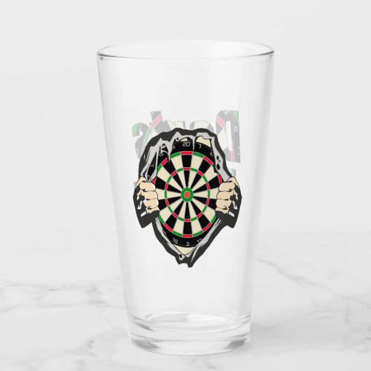 Das Dartboard auf Ihrer Brust Darts Fieber Glas (Vorderseite)
