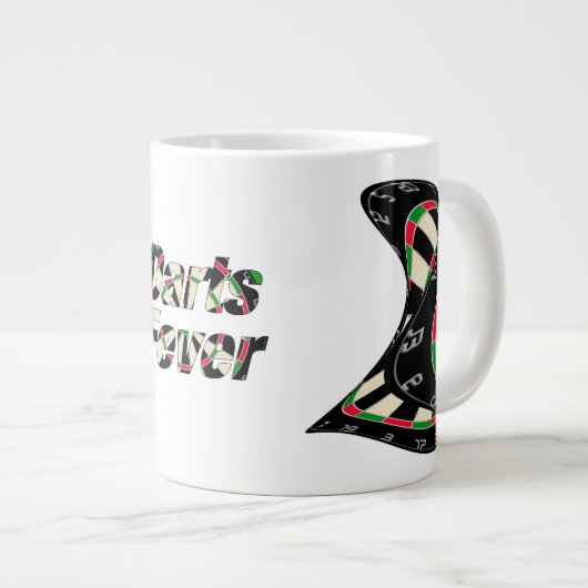 Das Dartboard auf Ihrer Brust Darts Fieber Jumbo-Tasse (Vorderseite Rechts)