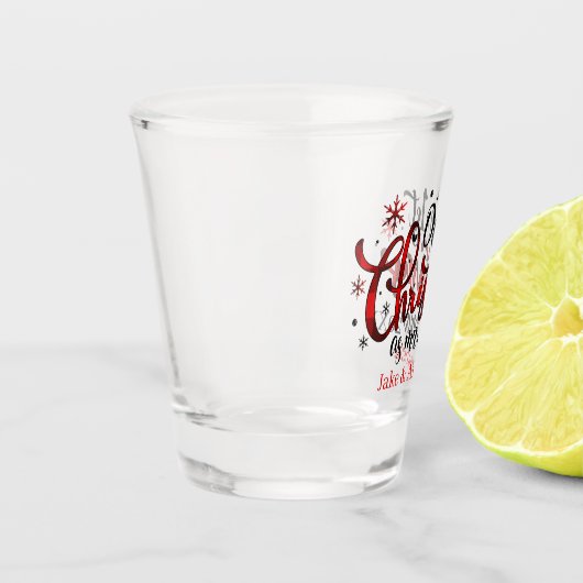 Das Datum für den ersten Weihnachtsanfang Schnapsglas (Links)