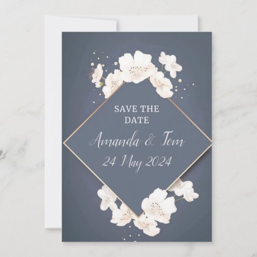 DAS DATUM FÜR DIE BEARBEITUNG gerettet - blau mit Save The Date (Vorderseite)