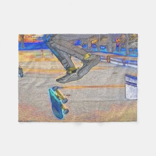 Das Deck drehen - Skateboard-Trick Fleecedecke (Vorderseite (Horizontal))