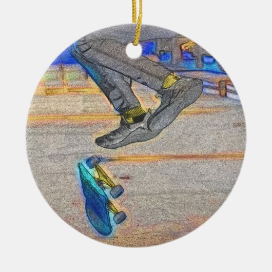 Das Deck drehen - Skateboard-Trick Keramik Ornament (Vorne)