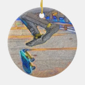 Das Deck drehen - Skateboard-Trick Keramik Ornament (Hinten)