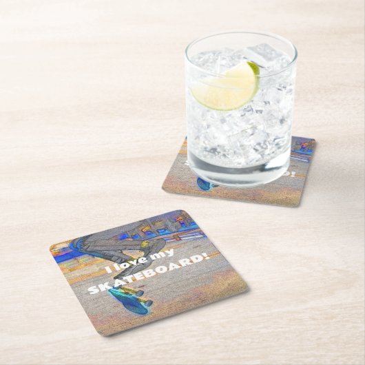 Das Deck drehen - Skateboard-Trick Rechteckiger Pappuntersetzer (Vor Ort)