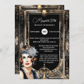 Das Deko-Thema des großen Gatsby-Flappers der 20er Einladung (Vorne/Hinten)