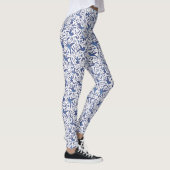 Das Delft-blaue Summenvogel-Muster Leggings (Rechts)