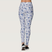 Das Delft-blaue Summenvogel-Muster Leggings (Rückseite)