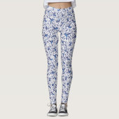 Das Delft-blaue Summenvogel-Muster Leggings (Vorderseite)
