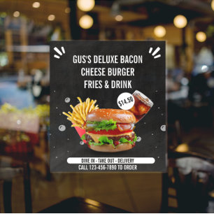 Das Deluxe Burger Fries Drink Restaurant Med Poster