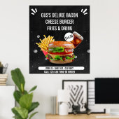 Das Deluxe Burger Fries Drink Restaurant Med Poster (Heimbüro)