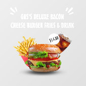 Das Deluxe Burger Fries Drink Restaurant Sm. Fensteraufkleber (Blatt)