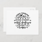 Das Denken an euch im Himmel scheint so weit weg, Einladungspostkarte (Vorne/Hinten)