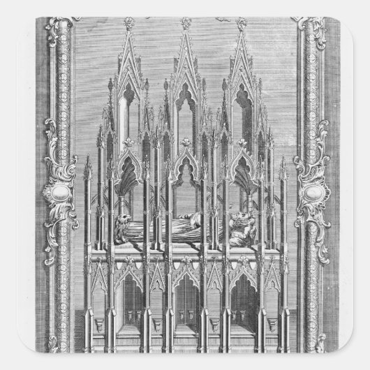 Das Denkmal von Edward II Quadratischer Aufkleber (Vorderseite)