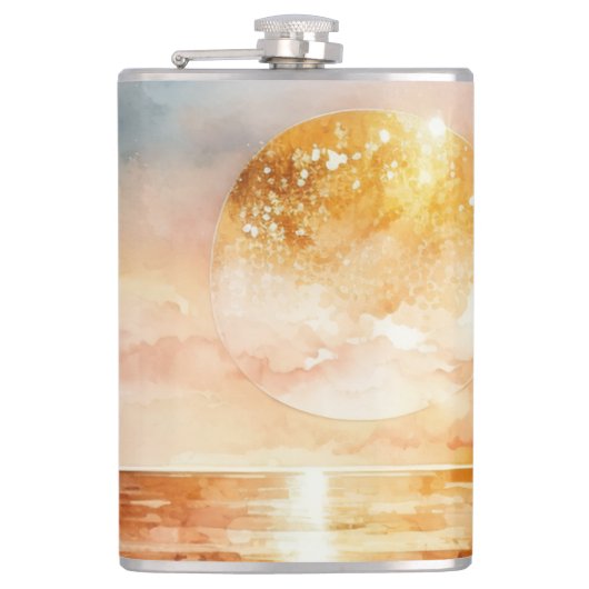 Das Design der Aquarell Beach Serie 1 Flachmann (Vorderseite)