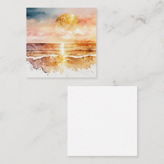 Das Design der Aquarell Beach Serie 1 Quadratische Visitenkarte (Vorne/Hinten)