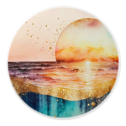 Das Design der Aquarell Beach Serie 3 Keramikknauf (Vorderseite)